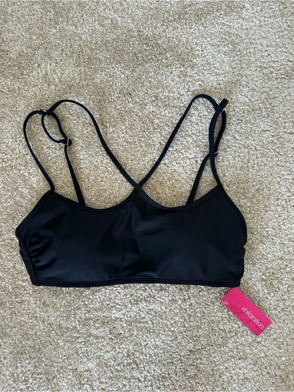 NWT Xhilaration Black Bikini Top Cross Front Strappy